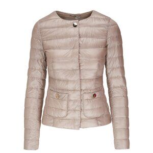 Herno Ultralight Nylon Fitted Down Coat, Beige, size 40 like new